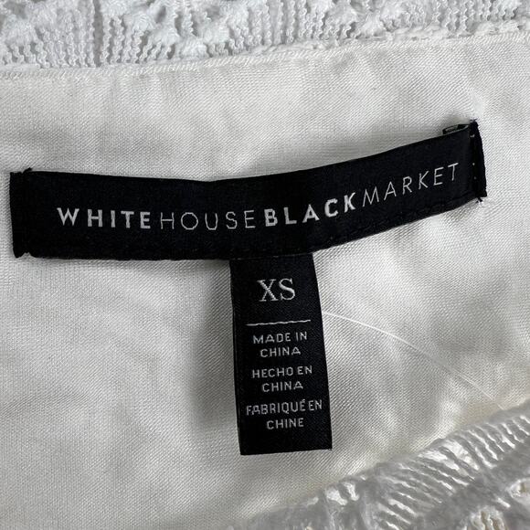 White House Black Market White Bell Sleeve Lace Square Neck Blouse Size XS - Picture 8 of 16